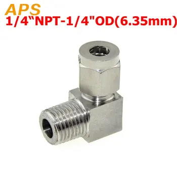 

1/4" NPT Male Thread X 1/4"(6.35mm) OD Tube Double Ferrule Elbow Tube Compression Fitting Connector NPT Pcp Air Compressor