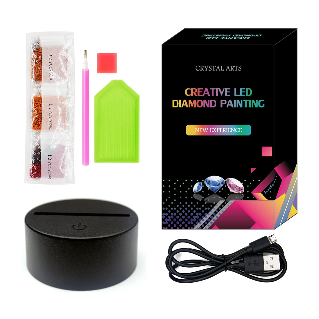 Diamond Painting LED Light Embroidery Night Lamp 7 Colors Available Table Lamp New Design DIY Home Decoracion