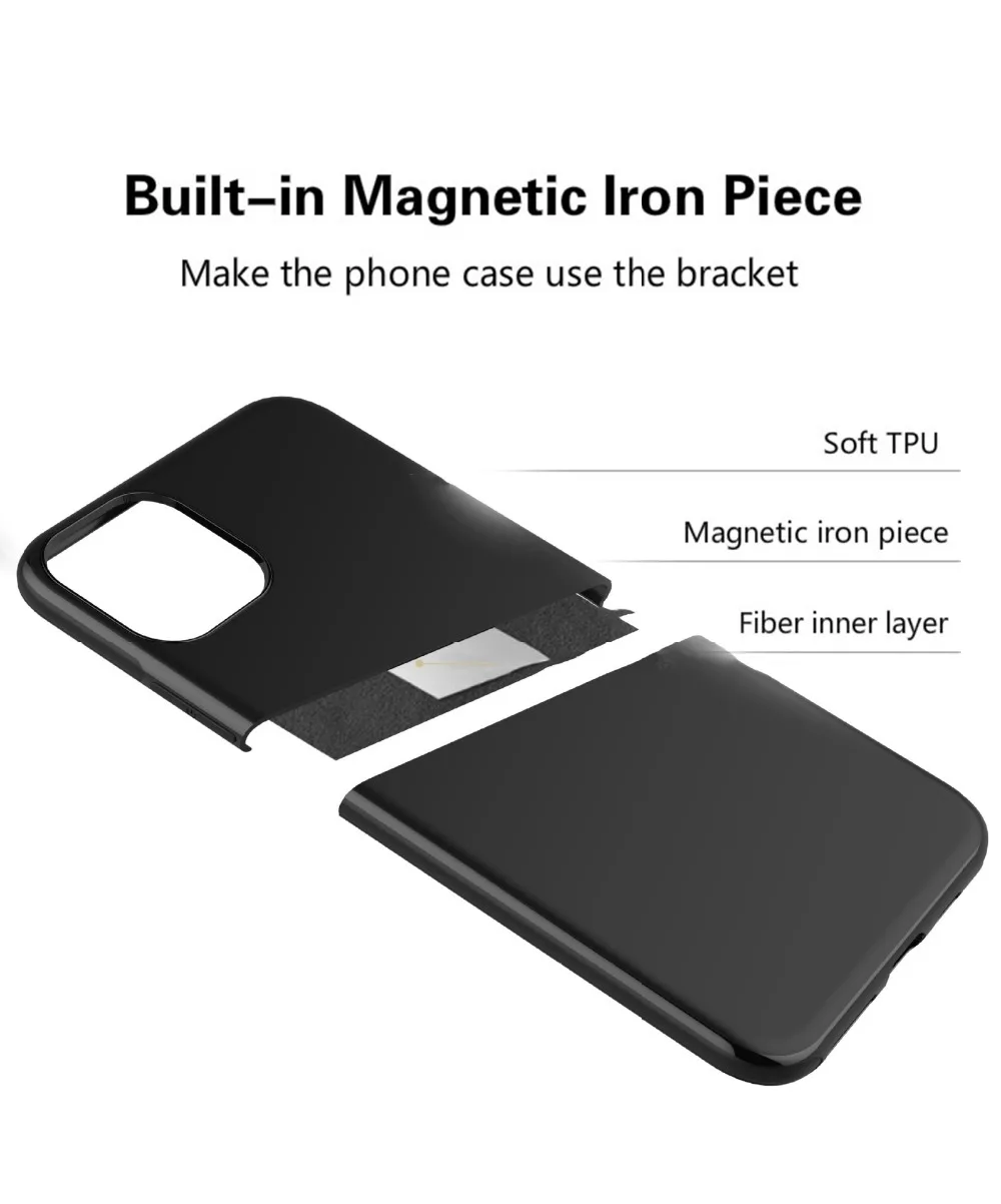Magnetic Car Holder Case For iPhone SE 2020 TPU Silicone Magnet Case For iPhone 11 Pro Max XR XS Max X 8 7 6S Plus Metal plate (6)