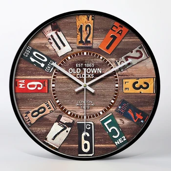 

American Village Wall Clock Creative Living Room Cafe Wall Clock Modern Design Vinyl Record Wall Clock Home Decor BB50WC
