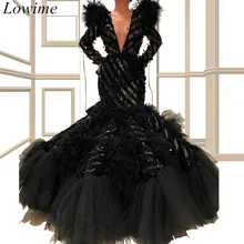 Модные черные Соблазнительные вечерние платья длинное вечернее платье русалки с глубоким v-образным вырезом Вечерние арабское вечернее платье Vestidos