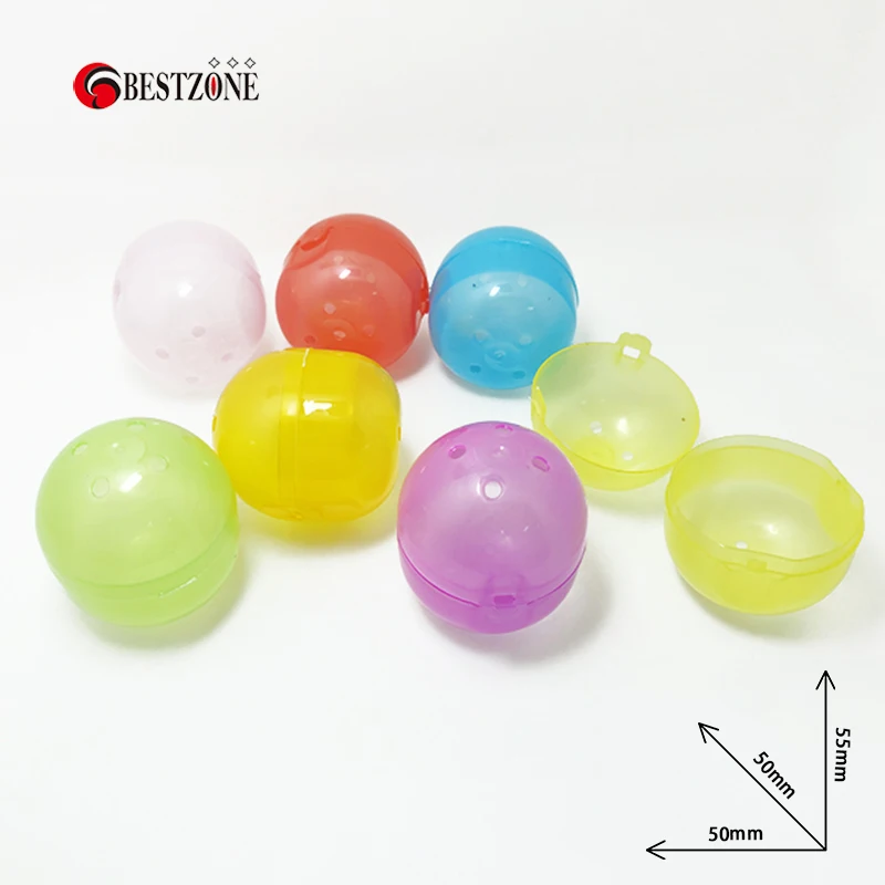100Pcs/Pack 50MM*55MM Mixed Colors Plastic PP Siamese Capsules Toy  Empty Surprise Ball Container For Vending Machine 2