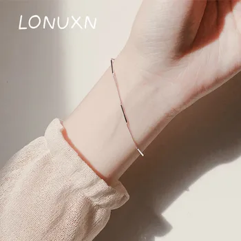 

14.5+3cm High Quality Simple Fashion 925 Sterling Silver Bracelet Tube Box Chain Bracelets & Bangles for Women Lovers Gift Cute