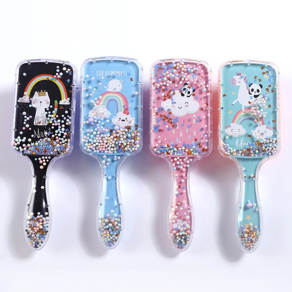

New Cartoon Cute Panda Air Bag Comb Printed Air Cushion Comb Transparent Air Comb Massage Hair Comb Plastic Rainbow Comb
