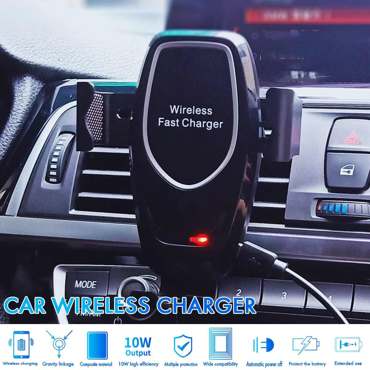  K80 Auto Drahtlose Ladegerät Auto Halterung 10W Gravity Induktions Air Outlet Clip Für iPhoneX/8/8 