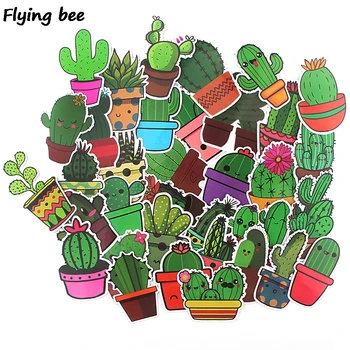 

Flyingbee 36 pcs Cactus plant Waterproof Sticker fashion PVC scrapbooking Stickers for DIY Luggage Laptop Car Stickers X0352