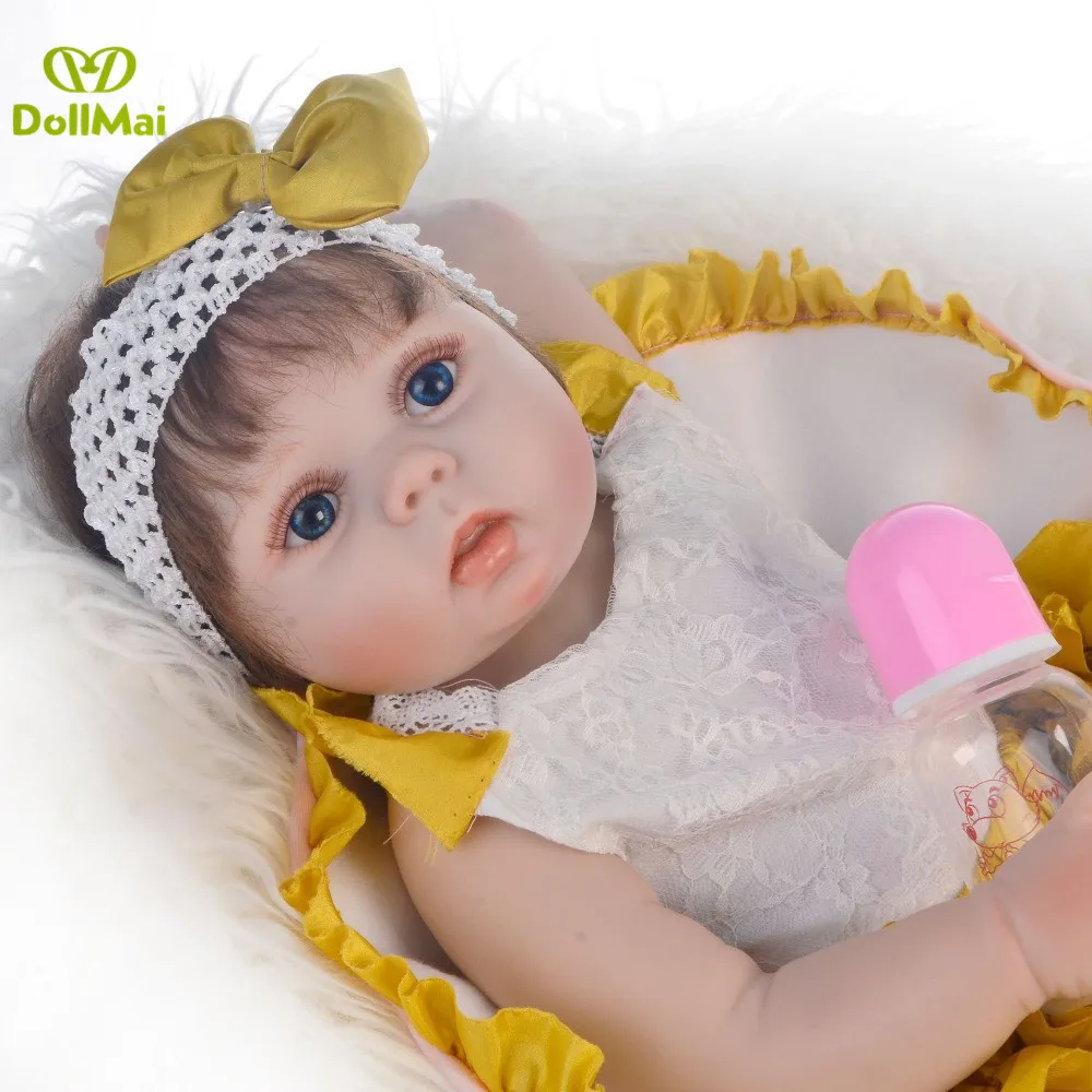 

DollMai 23inch Full Silicone Vinyl Reborn Baby Dolls Adorable bebes reborn Girl Doll Baby Toy Children Surprise Gifts