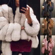 Зимнее теплое плюшевое пальто Роскошная мягкая меховая куртка пальто Высокое качество женское плотное пальто из искусственного меха