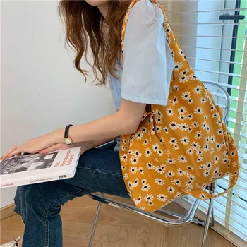 

NEW Original Design Mori Girl Japanese Corduroy Daisy Diagonal Bag Female Literary Student Shoulder Bag Handbag Bag