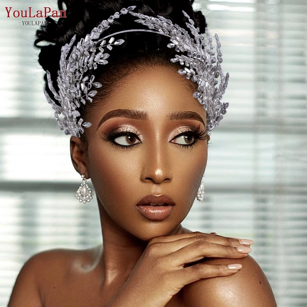 YouLaPan Silver Crystal Bridal Hair Accessories Women Rhinestone Headband Wedding Hair Jewelry Bride Crown Tiaras HP383