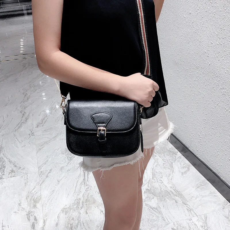

2019 Summer New Style WOMEN'S Leather Bags Fashion Wide Strap Cross-body Square Sling Bag Women's Fashion Shoulder Leather Camer