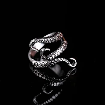 Steampunk Octopus Tentacle Silver Colour Ring Gothic Men's Retro Ring High Quality Matching Ring Gift 1