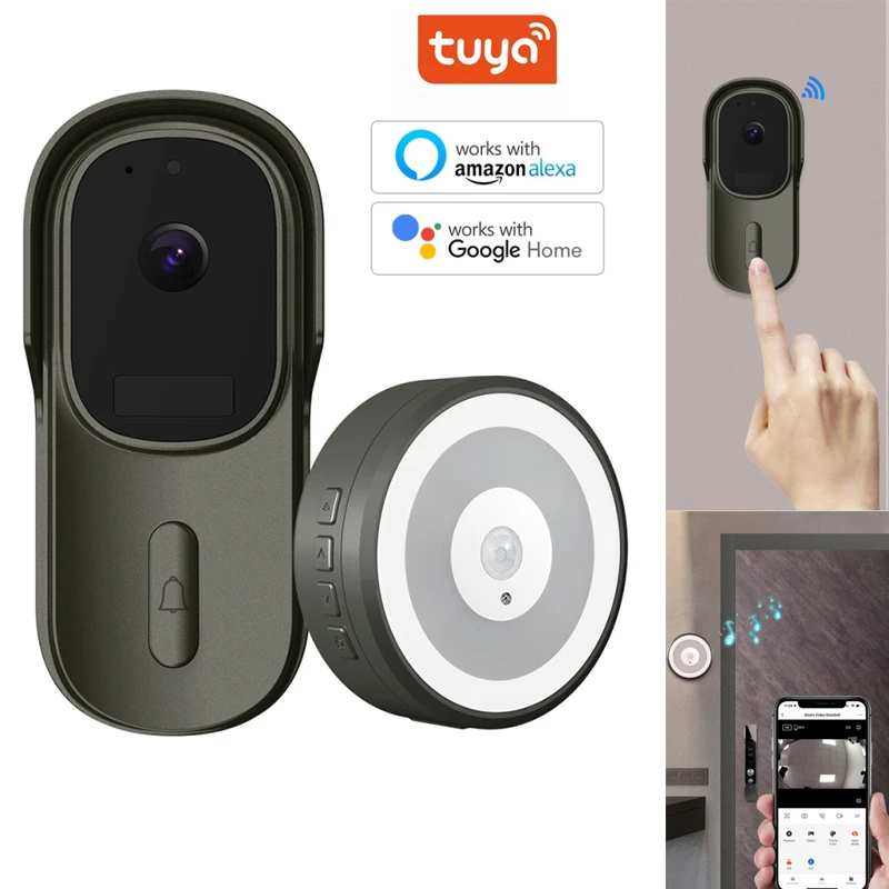 Tuya Wifi Doorbell Smart Home Wireless Phone Doorbell Camera Security Video Intercom 1080P IR Night Vision For App Voice Control intercom touch screen