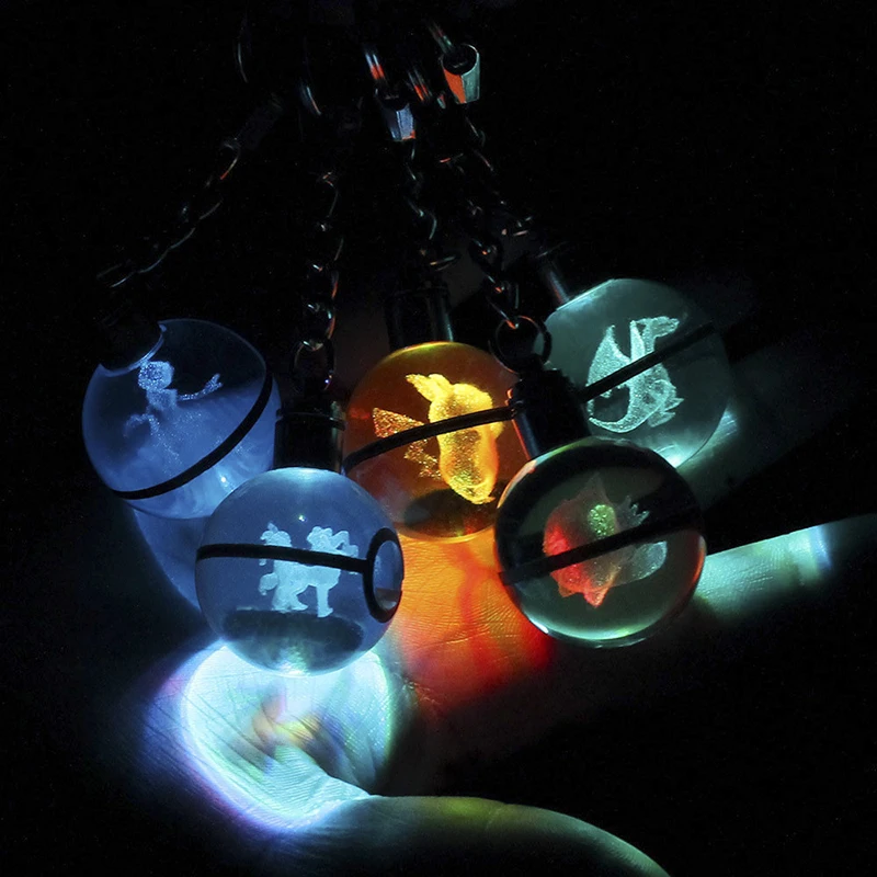 Покемон Форма индивидуальные изображения светодиодный Кристалл брелок Покемон мяч брелок для подарка