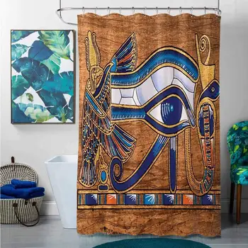 

Bathroom Decor Sets with Shower Curtains and s Egyptian,Egyptian Ancient Art Papyrus Depicting Eye Mosaic Style Design,Navy Blue