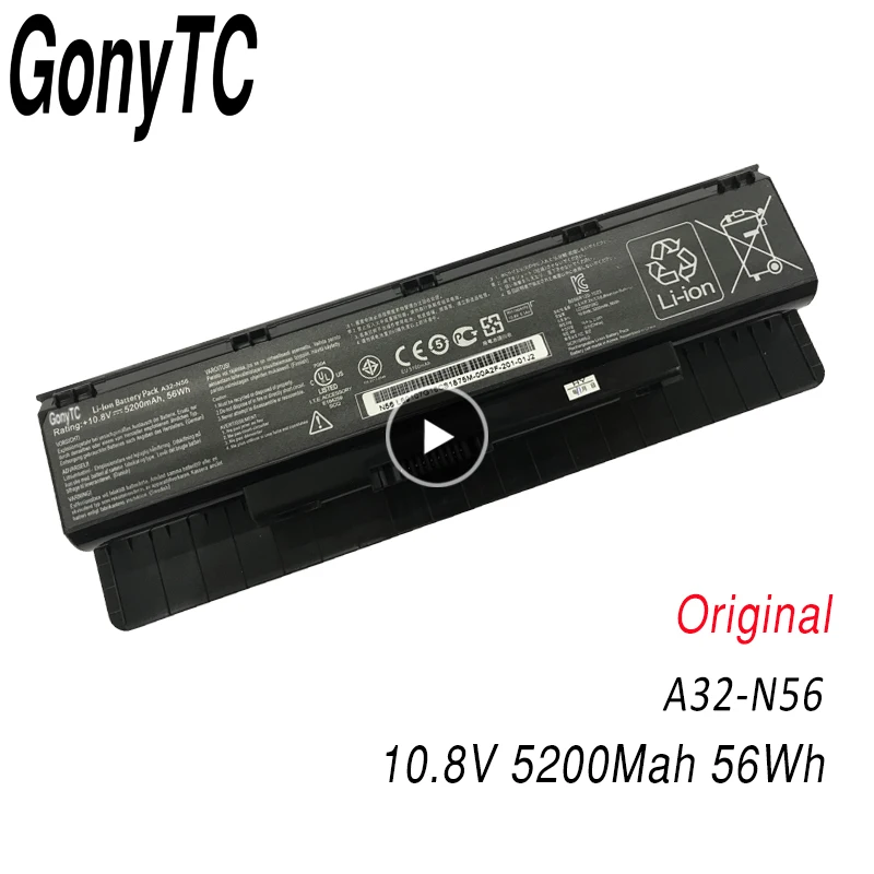 GONYTC 10 8 V 5200 мА/ч оригинал A32 N56 Батарея для ASUS N46 N46V N46VJ N46VM N46VZ N56V N56VJ N56VM N76 A31 A33