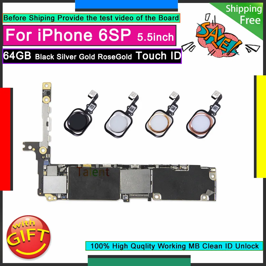 Материнская плата для IPhone 6S Plus 64 ГБ черный серебристый золотой цвет RoseGold