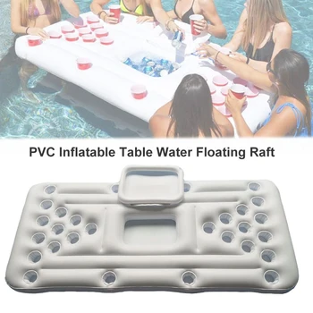 

24 Cup Holder Inflatable Beer Pong Table Pool Float Summer Water Party Fun Raft Floating Pool Pong Game Air Mattress Cooler new