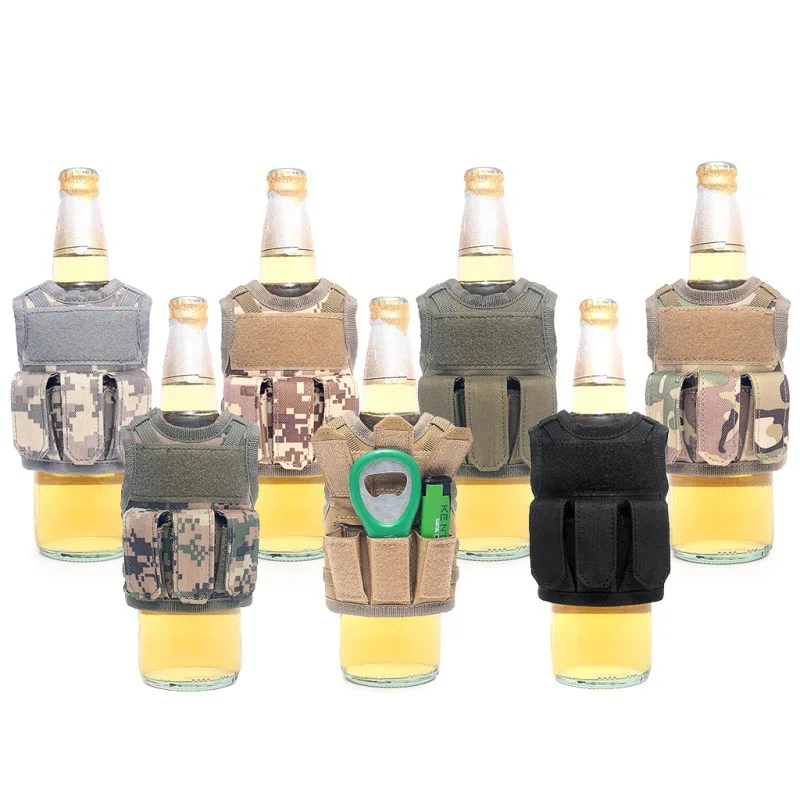 Tactical Beer Bottle Vest  Military Mini Miniature Molle Vest Outdoor Upgraded Bottle Drink Set Adjustable Shoulder Straps 3