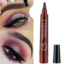 Микроблейдинг карандаш для бровей, 4 кончика, жидкая ручка для бровей, тату, 5 цветов, краска для макияжа бровей, водостойкий косметический карандаш для бровей