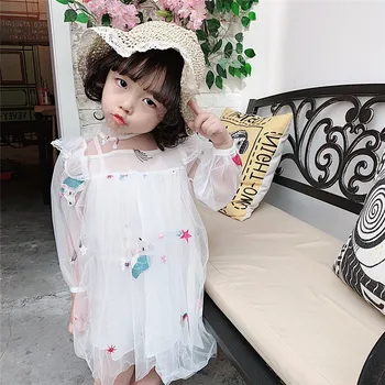 

Elegant Girls Unicorn Dress Fall Little Girls Long Sleeve Mesh Dresses Autumn Baby Girls Princess Dress Girls Clothing