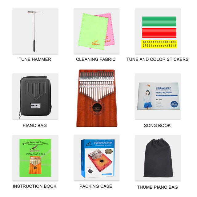 17 Keys Gecko Kalimba Thumb Piano Rainbow Cabin