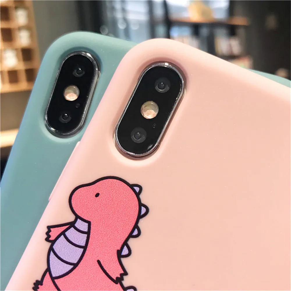 Lovebay мультфильм Прекрасный динозавр чехол для телефона для iPhone 11 Pro Max X 7 8 8plus XR XS Max 6S 6Plus мягкие чехлы из ТПУ карамельный цвет чехол