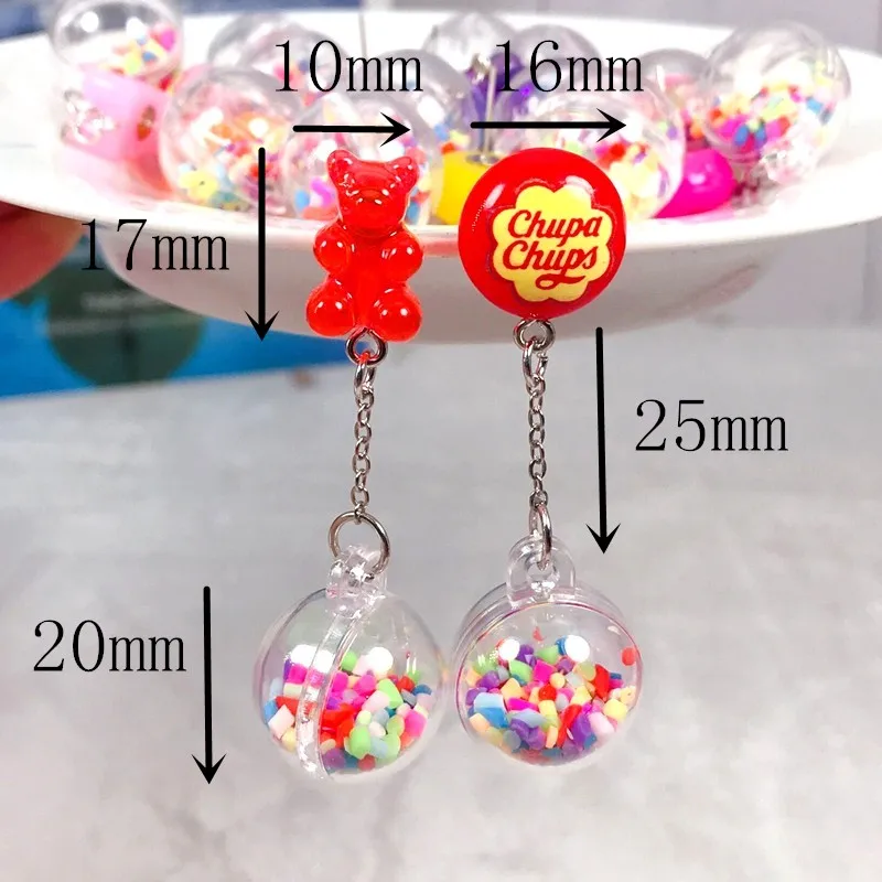 1Pair stud earring multicolours gummy bear earring resin candy with ball Earrings Fashion Jewelry Gift