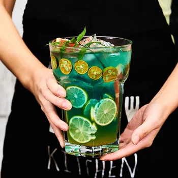 

800ml Super Large Capacity Beer Glass Water Milk Cold Drink Juice Mugs Fruit Tea Cup Hexagonal Cup Whiskey Glass Cups Drinkware