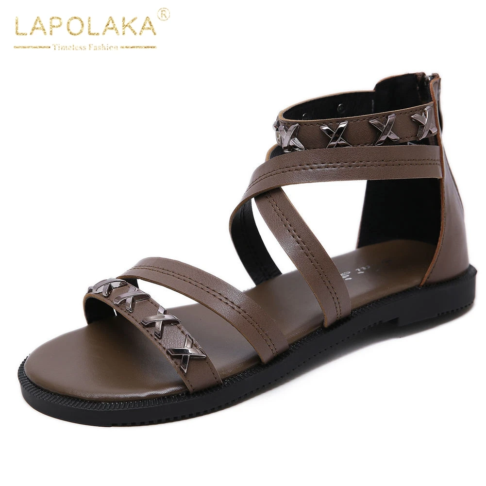 

Lapolaka Fashion Sale Leisure Flat Soft Walking Summer Best Quality Roman Gladiator women's Shoes Woman Sandals Female