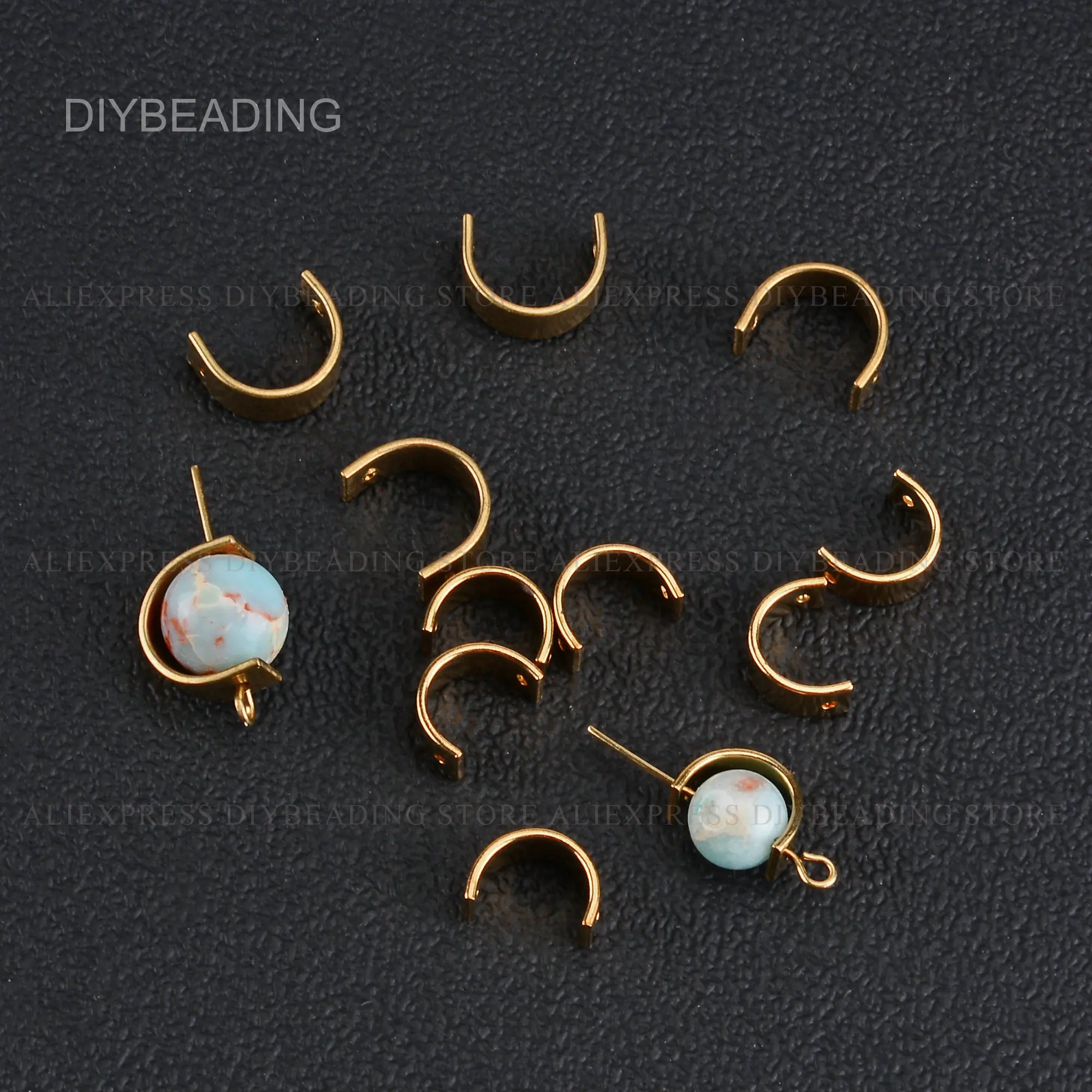 20-200 Pcs Brass Half Circle Charms U Shape Finding for Earring Making Metal Beads Frame Link Connector Bulk Wholesale
