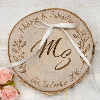 

Rustic Ring Box personalized Ring Bearer Pillow For wedding wood slice Jewelry Box engraved Wedding Rings Holder Engagement gift