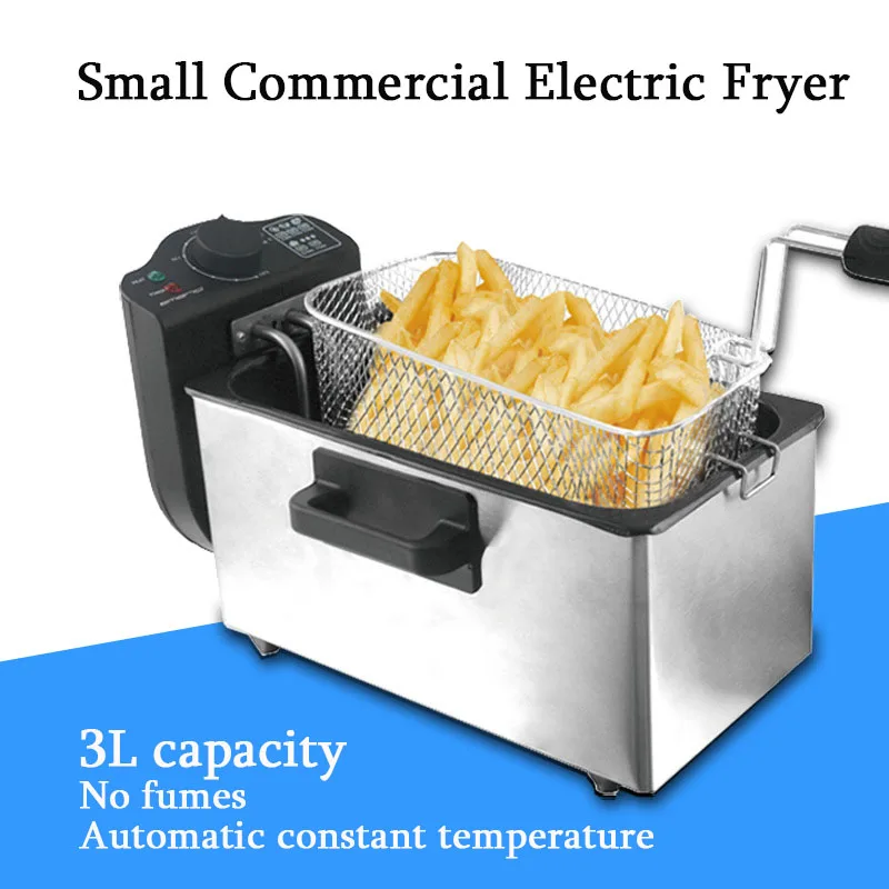 2000W Commercial Fryer 3L Electric Fryer French Fries Machine No Smoke Automatic Constant Temperature Fryer