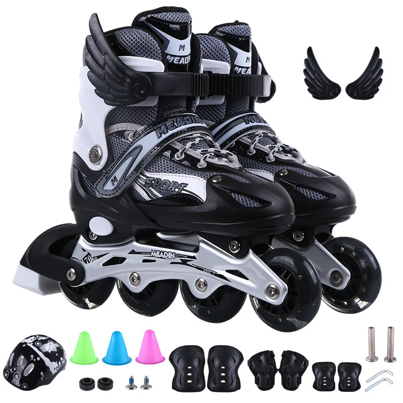 Children's skates Adjustable skates full set of flashing in-line outdoor practice roller roller skates