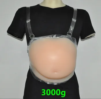 

8-10 Month Twins 3000g/pc Silicone Artificial Belly Fake Jelly Belly Pregnancy Tummy for Filme and Adoption Adhesive Belly Fat