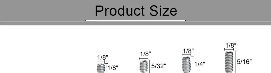 50 шт. Нержавеющая сталь 304 представляет наиболее продаваемые наборы винтовых шестигранный Набор торцевых головок винта имперский набор винт дюймов установочный винт 5/16 1/4 3/16 5/32 1/8