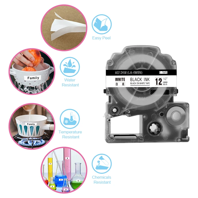 Labelife SS12KW SS9KW ленты для этикеток совместимые с EPSON LW 300 400 600P принтер черный на