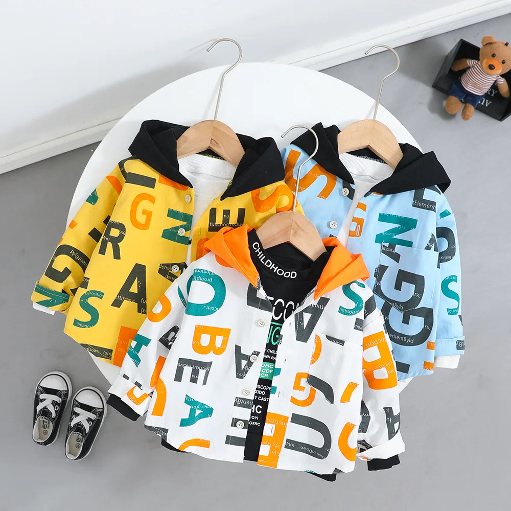 Toddler Baby Boys Coat Spring New Fashion Fashion Long Sleeved English Letter Jacket Kids Casual Windbreaker