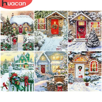 

HUACAN Paint By Number House Hand Painted Painting Art Drawing On Canvas Gift DIY Pictures By Numbers Scenery Kits Home Decor