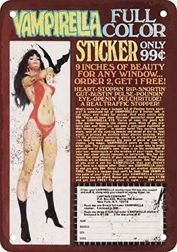 

Жестяной знак, новый алюминиевый металлический 1975 наклейка Vampirella, знак Ретро 11,8x7,8 дюйма