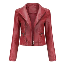 Jackets And Coats 2021 Autumn Winter Lapel Long Sleeve Solid Outerwear Tops Lady Motorcycle Streetwear Pu Faux Leather Jacket