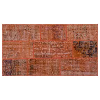 

Handmade Orange Vintage Overdyed Patchwork Area Rug 080x150 Cm-2'7''X4'11''