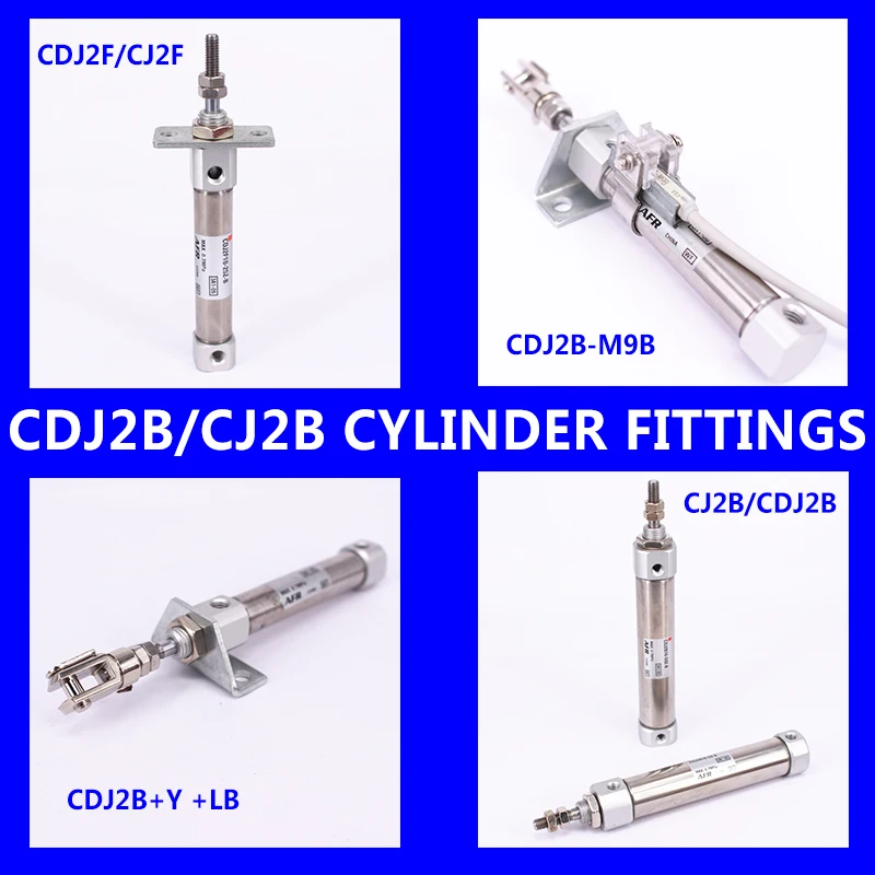 Cortina Dupla Cj2d com Pinos Mini Cilindro Pneumático Biela de Ação Dupla com Haste Única 10 mm 16 mm Furo 5200 mm Cilindro de ar de Curso Cj2d16
