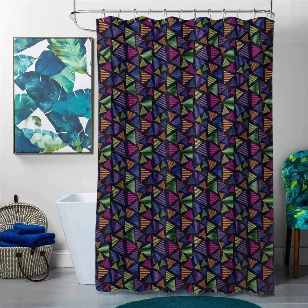 

Shower Curtains Cloth for Bathroom Colorful,Pattern with Striped Triangle Shapes in Vibrant Colors Hipster Style Urban