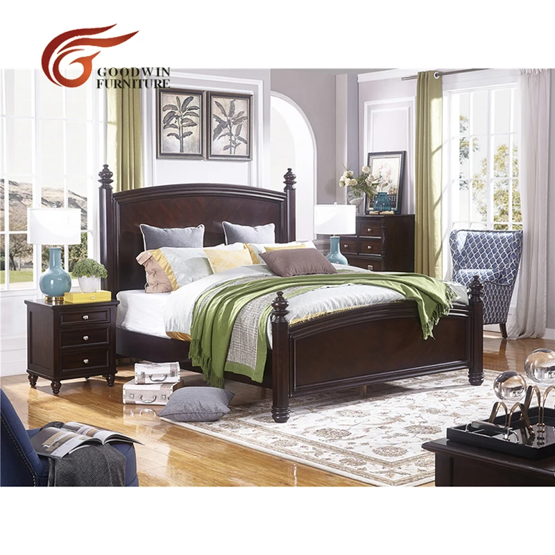 

Bedroom furniture set modern with king bed frame and dressing table with mirror WA406