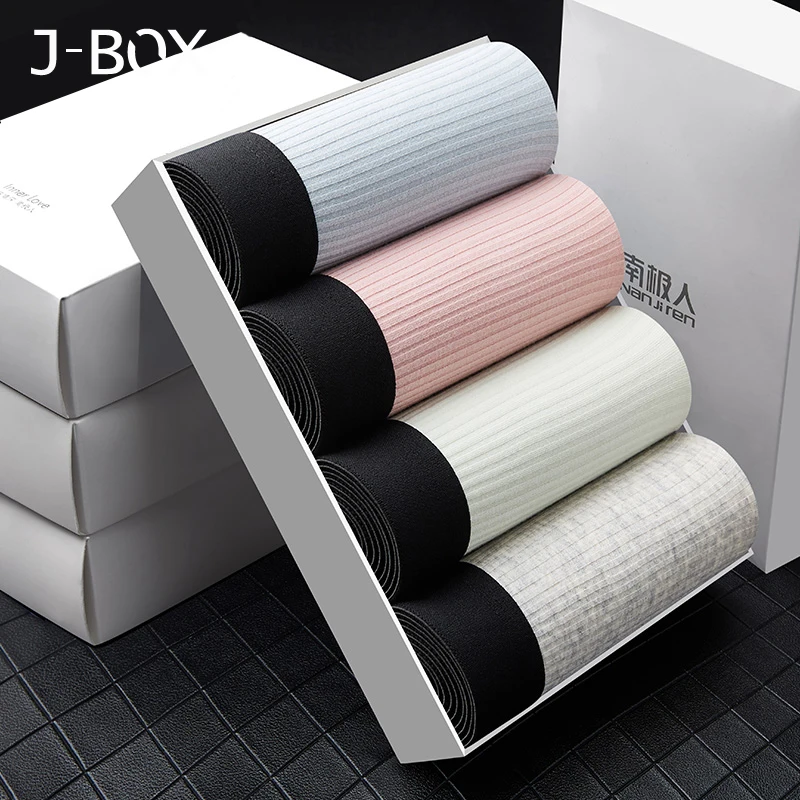J-BOX 4 шт./лот мужские сексуальные боксеры размера плюс мужское нижнее белье