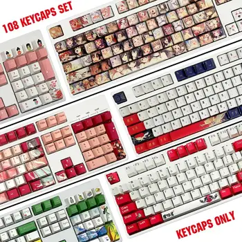 

108key OEM Profile PBT Ahegao Keycaps Dye Sublimation Hot Swappable For Cherry Mx Gateron Kailh Switch Mechanical Keyboard