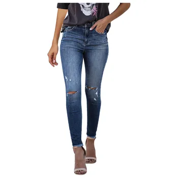

Newest Hot Women Stretch Ripped Distressed Skinny High Waist Denim Pants Shredded Jeans Trousers