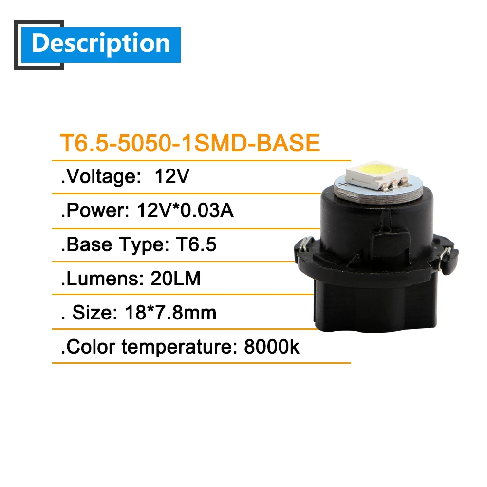 10 шт./лот 3 Вт 12 В T6.5 5050 1 SMD Led инструмент кластерный светильник автомобильная лампа внутренняя световая приборная панель лампа белый янтарь зеленый синий красный