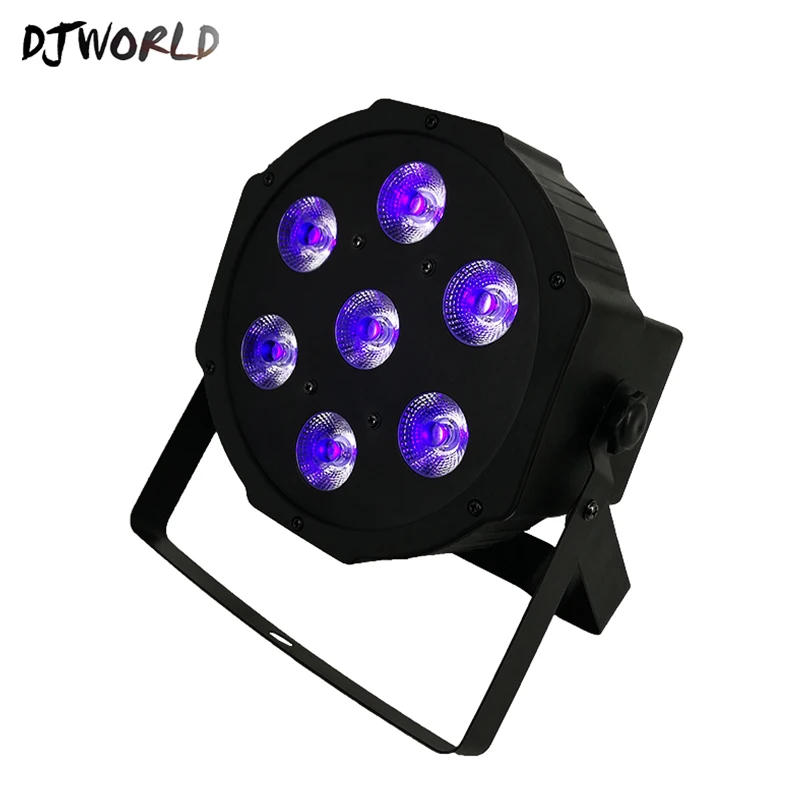 

Djworld Wireless Remote Control 7x3W Violet Color 7x18W RGBWA UV 6in1 Mixing Light for KTV Party Ballroom DJ Disco Music Best